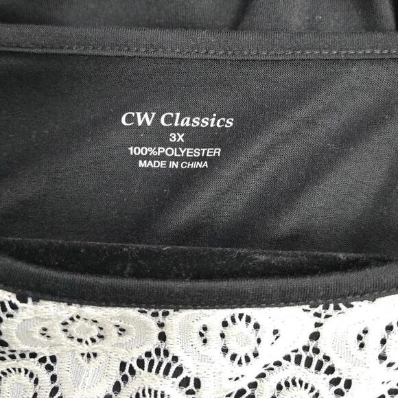 Black and White Lace Contrast Tunic | CW Classics | 3X - Picture 6 of 6